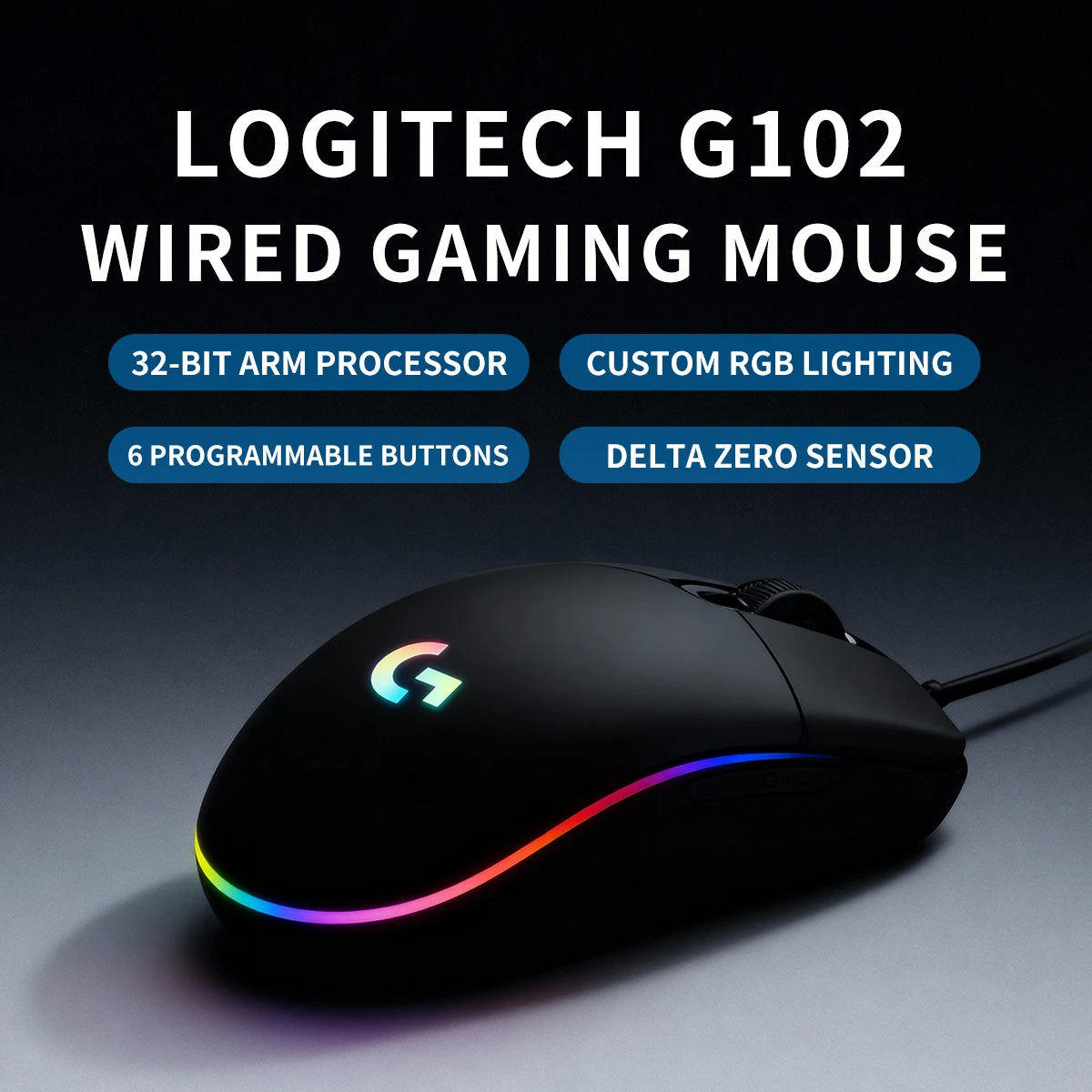Logitech G102 Gaming Mouse 8000 DPI HERO Sensor 20M Click Durability RGB Lighting for Competitive Esports Daily Play G102  Mouse